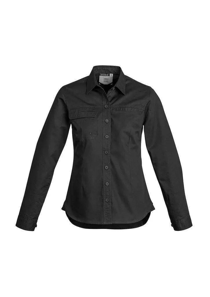 SYZMIK Women’s Lightweight Long Sleeve Tradie Shirt ZWL121 Work Wear Syzmik Black 8